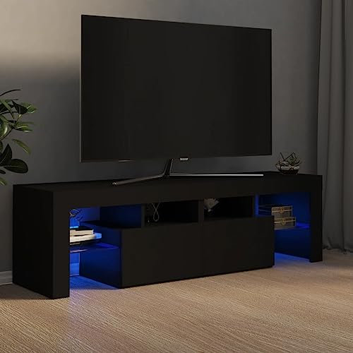Tomostar TV Stand LED, TV Cabinet Entertainment Center Media Unit with LED Lights Black 140x36.5x40 cm