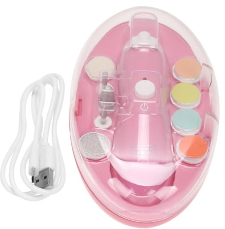 CIMAXIC Elektrischer Nagelschneider Für Junge Mädchen Kindern Und Kleinkinder Nagelpflegeset Mit Feile Und Trimmerköpfen Schnell Und Einfach Für Maniküre Nachtlampe Rosa
