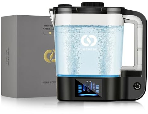 PUREPEBRIX Generador de botellas de agua de hidrógeno de escritorio 2025, máquina generadora de jarra ionizadora de agua de hidrógeno de 72 onzas con tecnología de concentrador PEM, contenido de