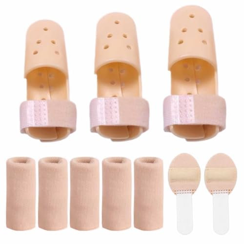 Pluvyze 5 Stück Fingerschiene + 5 Fingerschutz Elastische Fingerschützer,Wiederverwendbar,Bequem und Atmungsaktiv,Verstellbar,Geeignet für Fingerbrüche,Verstauchungen
