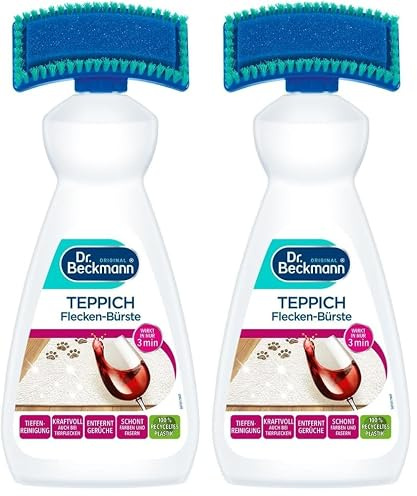 Dr. Beckmann Teppich-Fleckenbürste | Teppichreiniger | 2 x 650 ml | Mit Bürstenaufsatz | Entfernt Gerüche | Für Teppiche, Läufer & Fußmatten | Aktive Formel