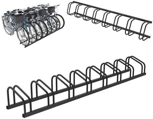 XMTECH Fahrradständer Boden für 8 Fahrräder mit 30-60 mm Reifenbreiten, Fahrradhalter Aufstellständer Radständer, Metall, Garage, Fahrrad-Aufstellständer, Schwarz