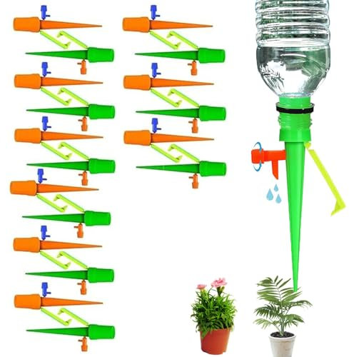 18 Plant Watering Devices, Self Watering System for Plants with Adjustable Flow Control, Automatic Watering Spikes for Indoor Outdoor Plants, Vacation Plant Waterer