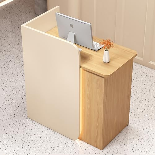 Empfangstheke Holz, Moderne Empfangstresen, Front Theke Bürotheke Rezeption Tisch, Verkaufstheke Mit Schubladen Und Schränken, Rezeptionstheken Für Salon Geschäft Hotel Büro B-turn right 60×45×100CM
