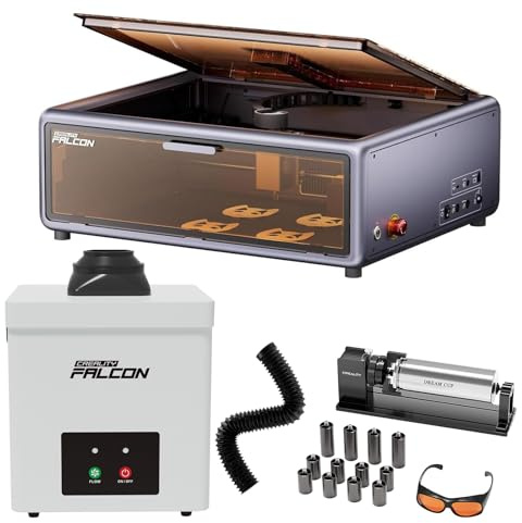 Creality Falcon A1 10W Laser Graviermaschine, Laser Cutter Lasergravur Maschine mit Rauchfilter und Rotary Roller, Intelligenter Kamera, Auto Materialerkennung, Arbeitsbereich 387x305mm