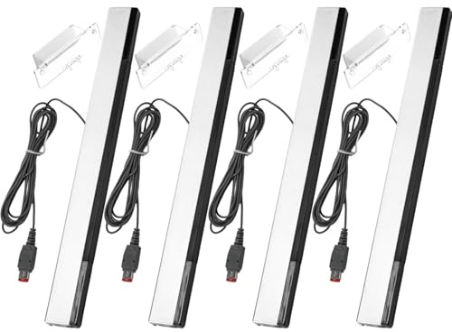 Copkim 4 Pcs Sensor Bar Compatible with Wii 6.6 ft Replacement Wired Infrared Ray Motion Sensor Bar Compatible with Nintendo Wii/U Console, Includes Clear Stands