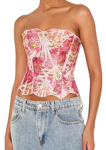 Lxootd Womens Darkness Corset 2026 Wide Pirate Corsets Irregular Cutout Tie up Sleeveless Backless Streetwear