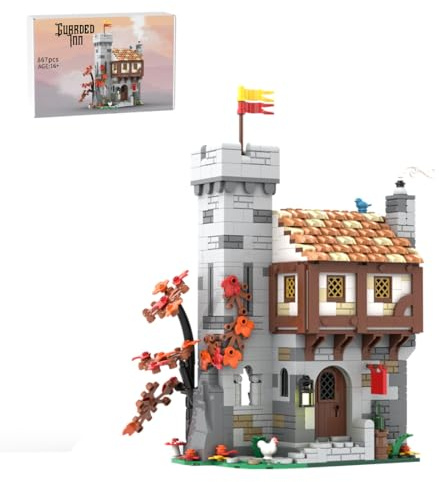 ExPrismarx Mittelalterliche Bausteinset, 867 Teile Vintage Burg Klemmbausteine Set, Geschenke Ausstellungsstück für Enthusiasten & Sammlerstück, MOC-221881