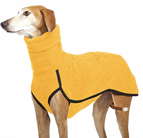 Imily Bela Hundepullover Fleece Rollkragen Hundemantel Warmer Weste Pullover Outdoor Hundejacke Winterkleidung für Kleine Mittel Große Hunde,Gelb,XS