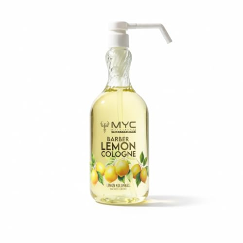 MYC Barbershop Professional Zitronen Kölnisch Wasser 80° – Lemon Cologne 1L mit Pumpspender – Erfrischende Hautpflege für Barbershops & Zuhause