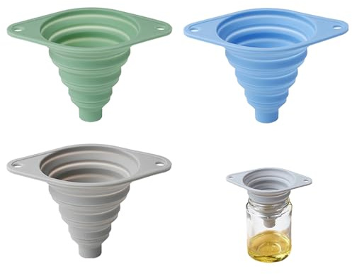 KASESSS Set Di 3 Imbuti Pieghevoli In Silicone, Multifunzione Portatile Imbuto Cucina Imbuto Piccolo Per Trasferimento Liquidi Birra Alimentare Marmellata Gadget Cucina 3 Colori