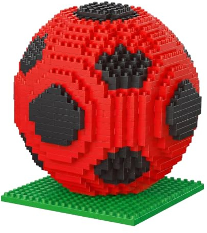 OHiZVZV 800 PCS Rotes Fußball Modell, Miniatur FanartikelBausatz, 3D PuzzleDeko-Kugel zur Stressbewältigung, Kreatives Geschenk für Jungs& Sammler (Rot)