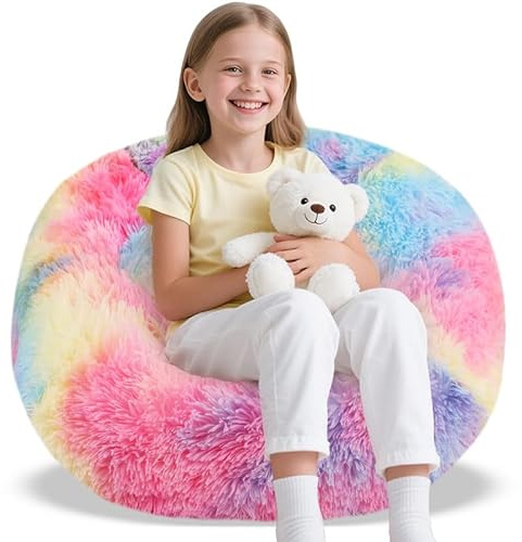 Joybble Bean Bag Cover, Kids Bean Bag without Filling, Cover Only, Rainbow Beanbags for Children, Rainbow Plush Fabric Comfortable & Safe Kids Sofa, Stuffed Animal Storage Baby Bean Bag Chair