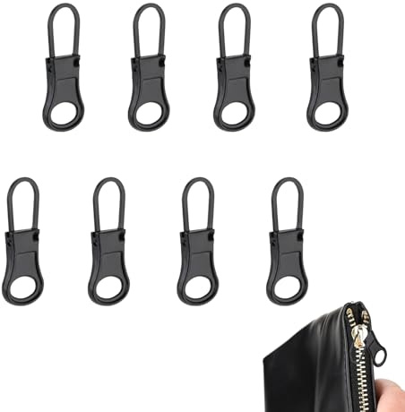 HattusaShield Lot de 8 Tirettes de Réparation Fermeture Eclair, Noir Onglets Zip de Rechange, Fermetures Éclair de Rechange en Métal, pour Vestes, Jeans, Valises, Pantalons, Bagages