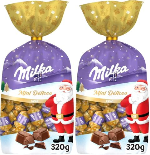 Milka Mini Délices - Chocolats de Noël - Goût Cacao - Chocolat à Offrir - Idée Cadeau - 320g (Lot de 2)