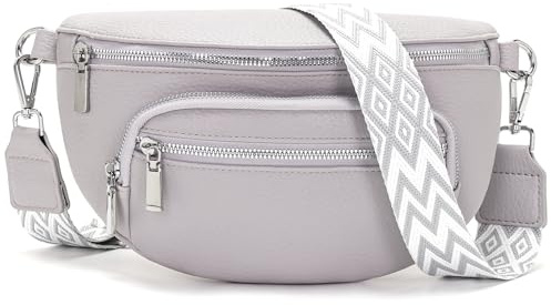 Sasrymnl kleine bauchtasche damen Hellgrau umhängetasche damen klein gürteltasche Veganes Leder handtasche crossbody bag
