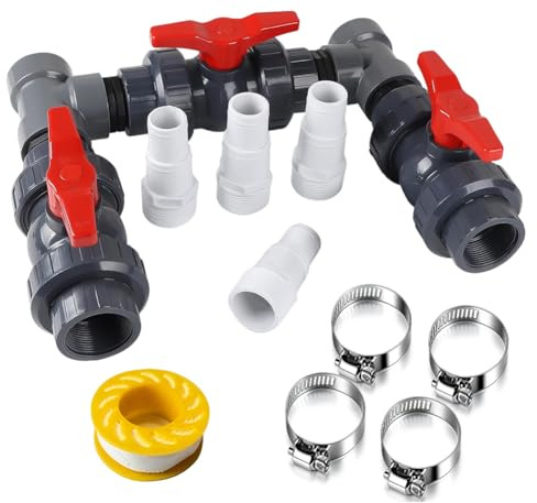 Piashow Bypass Pool Set, Ø 50 mm Wärmepumpe Pool Anschluss Set mit 32mm 38mm Schläuchen, Poolheizung Wärmepumpe Solar Heizung Pool Bypass Set