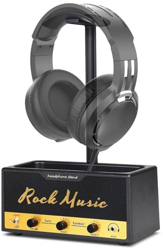 Tianher Soporte Auriculares, Soporte Cascos Auriculares Mesa Juego Universal Cascos Gaming con Caja De Almacenamiento Adecuado para La Mayoría De Los Modelos De Cabeza (Negro)