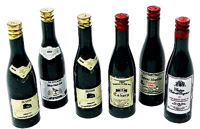 Melody Jane Maison de Poupées 6 Vin Bouteilles Rouge & Blanc Miniature Pub Bar Accessoire