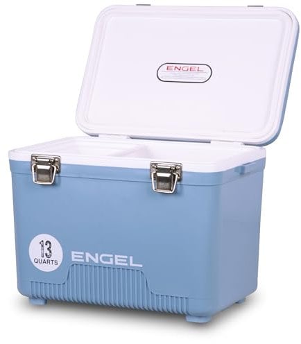 ENGEL Kühlbox 13qt (12,3 Liter) Auslaufsicher, Luftdicht, Tragbare, Kleine Kühlbox für Camping, Picknick, Wandern, Festival - Eisbox Ohne Strom für Männer & Frauen, 38 x 25,4 x 28,5 cm im Blau