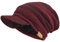 Herren Dame Dick Vlies Gefütterte Strickmützen Stricken Slouch Mütze Mit Visier (Rotwein/Schwarz)