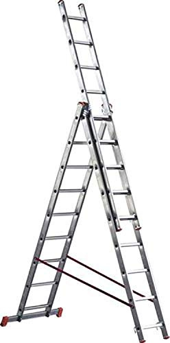 Marchetti Alluminio Scala telescopica 3 rampe ORANGE, 1.0m x 3.25m, 150kg, Argento/Arancione