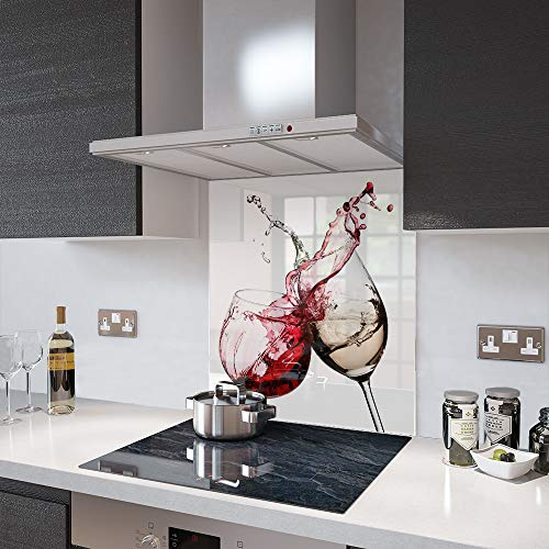 Glass Splashbacks Red and White Wine Glass - by Premier Range in 65cm Wide x 70cm High