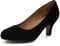 Women's Classic Round Toe Pump Kitten Low Heel Shoes, Velvet Black, 9 UK