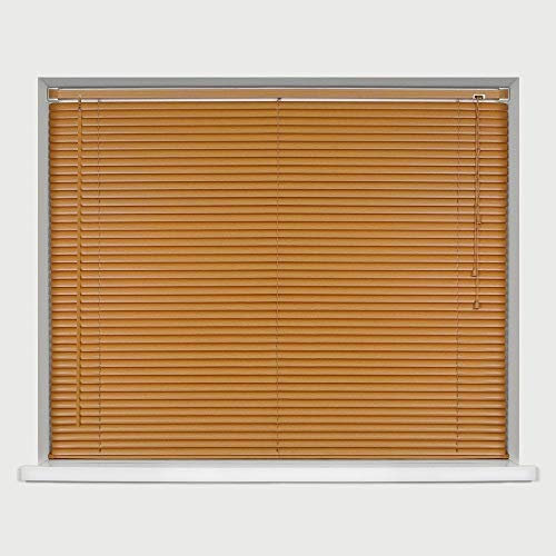 funky gadgets Teak Wood Grain Effect Venetian Blind Window Blinds Home Office Furnishing Shutters Easy Fit Ready to Hang Curtains (90 cm x 150 cm)