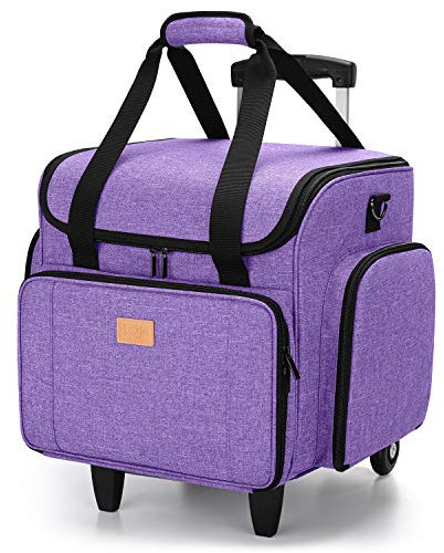 Luxja Abnehmbar Nähmaschine Trolley, Nähmaschinentrolley mit Abnehmbarer Unterlage, Nähmaschinentasche für Nähmaschine und Zubehör (Nur Eine Leere Tasche Enthalten), Lila