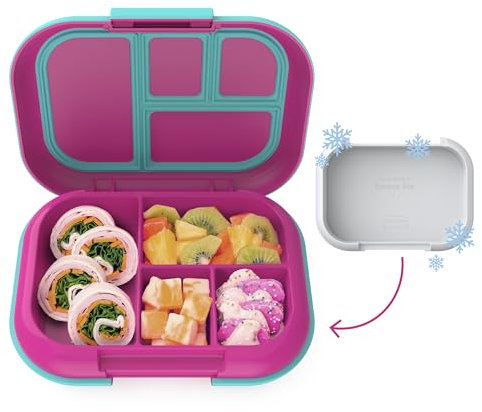 Bentgo Kids Chill auslaufsichere Lunchbox – inklusive wiederverwendbarem Eisbeutel hält Lebensmittel kalt; Bento-Lunchbehälter mit 4 Fächern; mikrowellen-/spülmaschinenfest; 2 Jahre Herstellergarantie