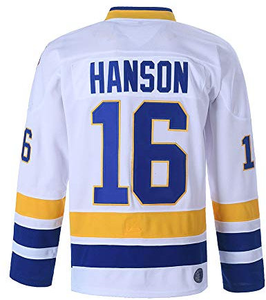 Youth Hanson Brothers Charlestown Chiefs 16 Jack 17 Steve 18 Jeff Slap Shot Movie Eishockey Trikot - Weiß - Klein