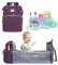 FANDARE Windelrucksack Wickeltasche Rucksack Babytaschen mit Bett Babyrucksack Schultasche Teenager Mädchen Rucksäcke Schulranzen Große Reise Mommy Daypacks Damen Herren Faltbares Kinderbett Lila