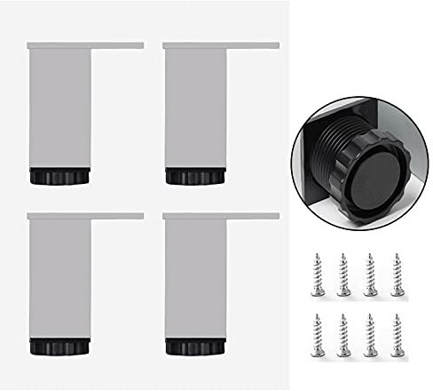 Sonakia Pack De 4 Pieds De Canapé 35cm/14in,Jambes De Meubles en Métal,matériau en Alliage D'aluminium,Pieds De Support Carrés,Jambes D'armoire Réglables,pour Lit,Table Basse,Banc,Silver-35cm/14in