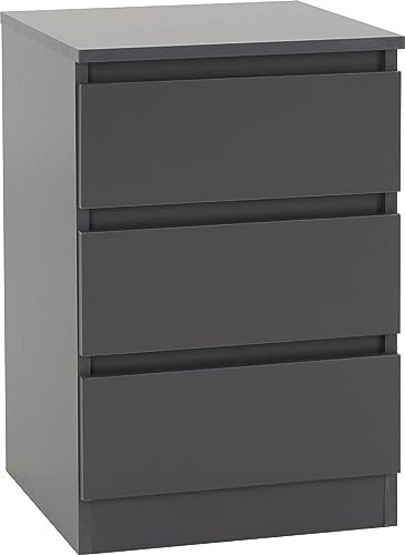 Seconique Malvern 3 Drawer Bedside in Grey