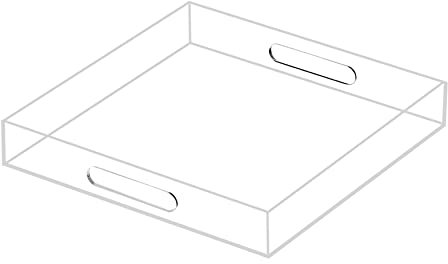 MUKEEN Vassoio da portata in acrilico trasparente robusto con manici, 30 x 30 cm, a prova di versamento, vassoio decorativo per tavolino ottomano, comodino, colazione, tè, cibo, maggiordomo
