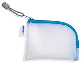 HERMA Dokumententasche A7 mit Reißverschluss, wasserdichte mini Reißverschlusstasche, verschließbare Dokumentenmappe aus Kunstoff mit Zipper, halb-transparent, 14 x 10 cm, blau