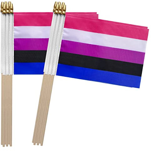 TSMD Genderfluid Pride Stick-Flagge, klein, LGBT, Handflaggen, 12 x 20 cm, 12 Stück