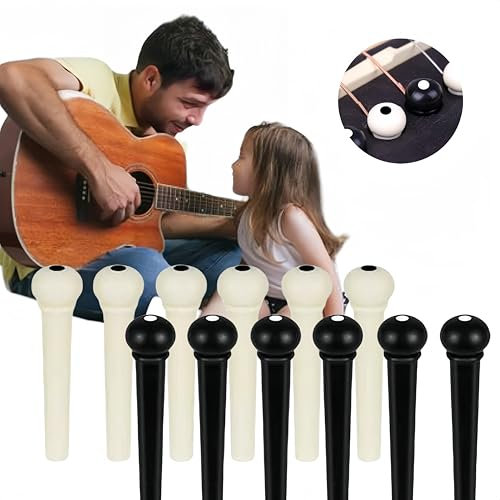 Gitarren-Brückenstifte, Dübel für Gitarre, Dübel für Akustikgitarre, Folk-Gitarre, für Zubehör für Saiten, 12 Stück