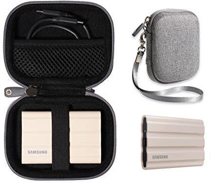 Getgear Portable SSD Case Compatible with Samsung T7 Shield 1TB, 2TB, 4TB Portable SSD, Organizer for SSD and Cord (Tweed)