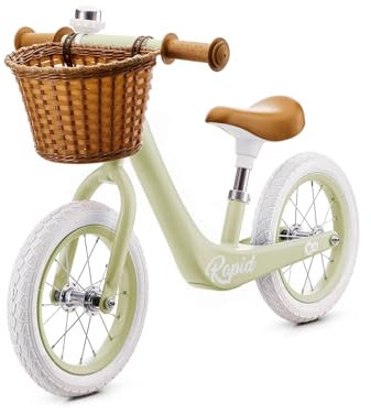 Kinderkraft RAPID Draisienne en Métal, Vélo sans Pédale, Velo Bebe, Siège Réglable, Style Rétro, Pour les enfants de 3 ans à 35 kg, Vert