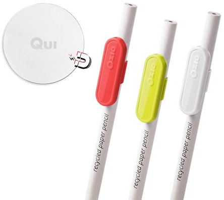 Ozio Magnetic Pen Holder, Refrigerator Pen Holder, Pencil Holder Clip with Magnet, Desk Gadgets, Office Accessories, Combo pack Red, White and Lime
