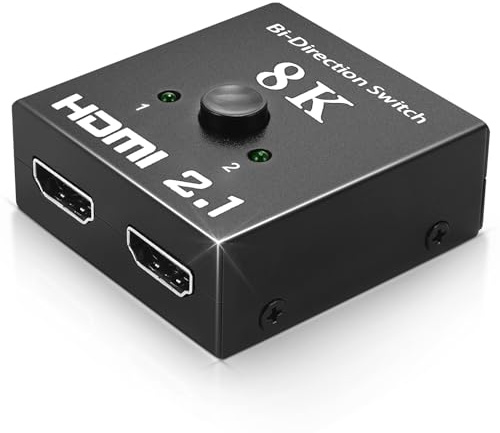 8k HDMI Switch 2.1 HDMI Switch 4k120/8k60hz, HDMI 2.1 Splitter für Dual Monitore 2 in 1 Out Bidirektional Switcher 48Gbps für PS4, PS5, Xbox und mehr
