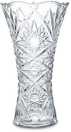 Vase en cristal transparent, vase à fleurs en verre épais, adapté pour la décoration de la maison, les centres de table, les mariages, les cadeaux des mères, 23,6 cm de haut