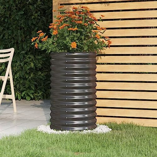 puraday Hochbeete Für Garten 40x40x68 cm Pflanzkübel Gemüsebeet Kräuterspirale XXL Hochbeet Metall Hochbeet Stahl Pflanzbeet Gartenbeet Blumenkasten Anthrazit