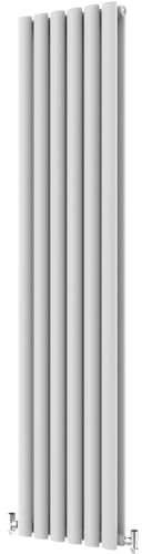 Radbliss Oval Column Vertical Radiator 1600x354mm White Double Central Heating Upright Tall Designer RAD