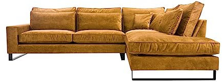 BETTSO-Ecksofa Ohne Schlaffunktion Couch für Wohnzimmer, Schlafsofa Sofagarnitur Sofa Eckcouch L-Form Wohnlandschaft mit Bettfunktion - Collin (Honiggelb, Rechts)