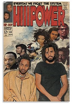J Cole Kendrick Lamar Hip-Hop-Comic-Musik-Wandkunst, 60 x 90 cm, Leinwandposter für Zimmer, ästhetische Dekoration