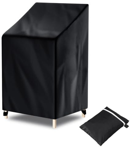 Donken Stacking Chair Cover Waterproof Oxford Fabric, Fade & Mold Resistant – Fits Stacking Chairs 70x75x85/120cm – Outdoor Patio Furniture Protection (1 Pack)