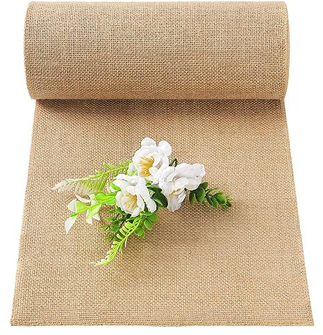 SOMYTING Tischläufer Jute Rolle für Tischdeko Hochzeit, 30cm Breit Eco Tischband aus Natur Beige, Vintage Jutestoff 10m Rolle